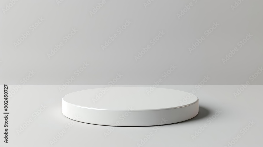 Minimalist round white podium for elegant product presentations, isolated on a clean background Minimalist round white podium for elegant product presentations, isolated on a clean background