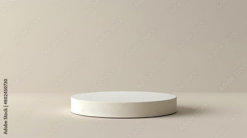 Minimalist round white podium for elegant product presentations, isolated on a clean background