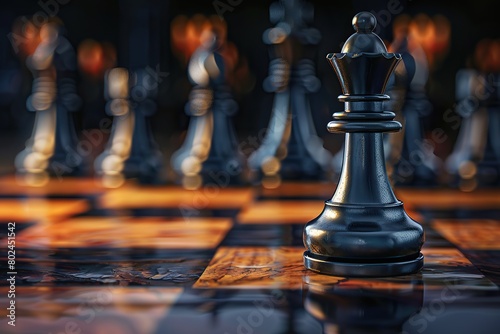 Chess King on chessboard on dark background
