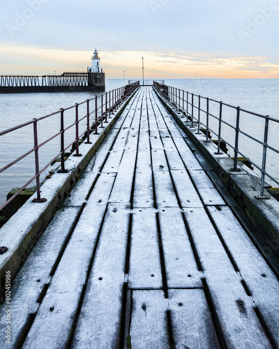 Winter sunrise, Blyth Piers. Blyth. Northumberland, UK.