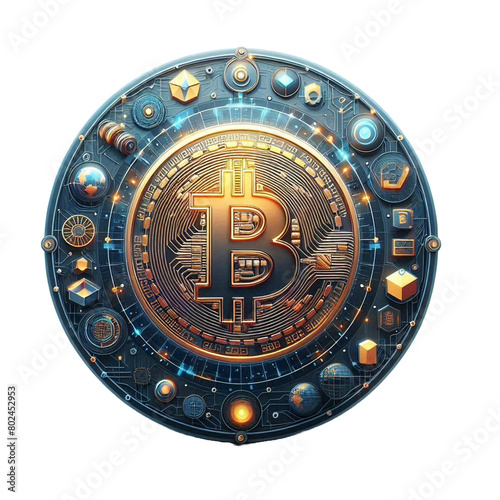 bitcoin sign vector cartoon illustration isolated on transparent background - Generative AI