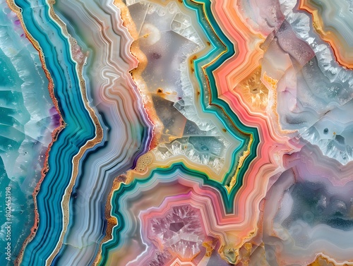 Vibrant Agate with Blue, Green, and Pink Bands