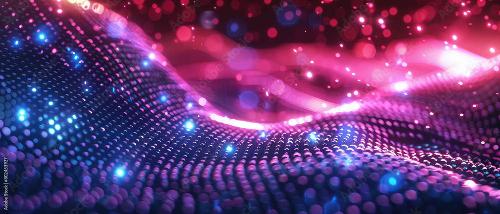 Vibrant LED light particles swirling in darkness Vibrant LED light particles swirling in darkness