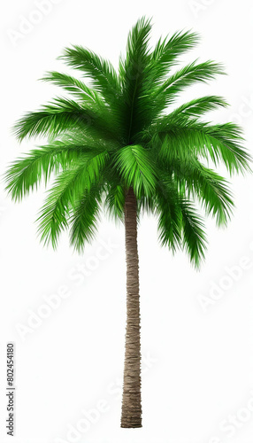 Lush Green Palm Tree on White Background  Tropical Foliage with Vibrant Greenery for Exotic Nature Concepts and Relaxation