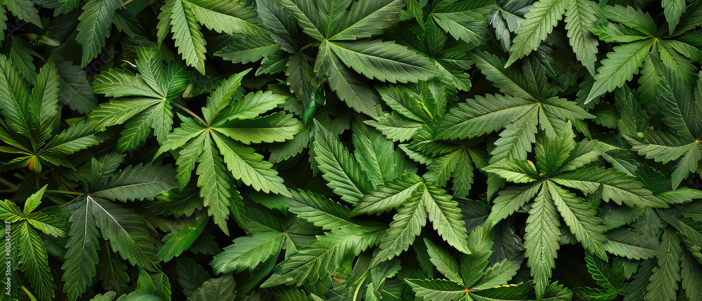 Lush cannabis vegetation background texture