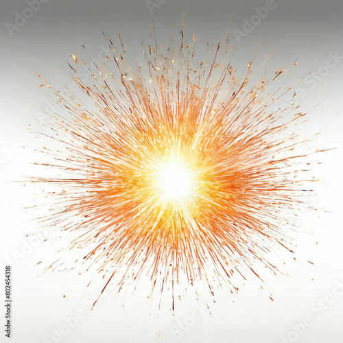 Colorful fireworks display on a pristine white background: Vibrant celebration illustration with dazzling bursts of light