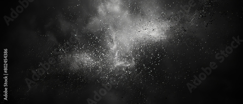 Monochrome particle explosion in darkness