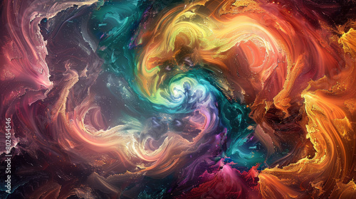 A colorful swirl of fire and clouds in space