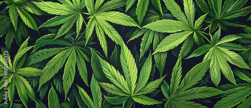 Vibrant green cannabis plant leaves close-up