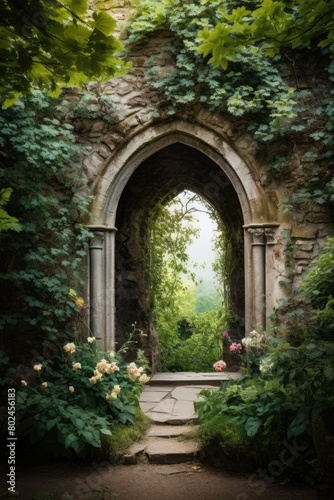 Enchanting Archway Framing Lush Garden Landscape