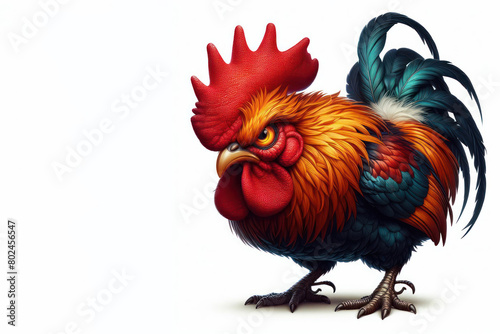 Angry rooster farm animal chicken with mean face isolated on white background © Ольга Лукьяненко
