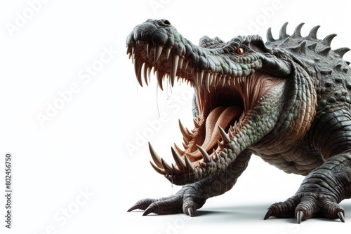 Scary aggressive crocodile with open mouth on white background © Ольга Лукьяненко