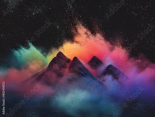 Abstract Dust Mountains Rainbow
