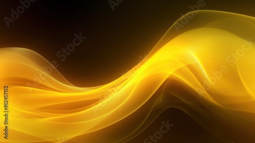 Yellow energy wave with dark background. Golden metallic wave band