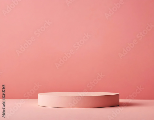 Pink presentation podium on a pink background.
