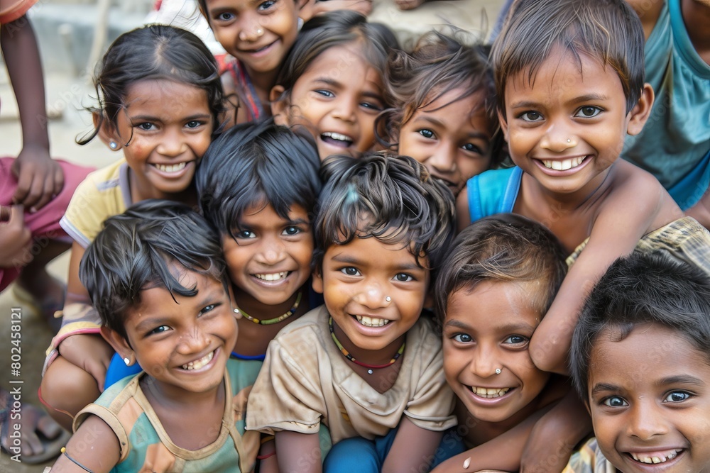 Group of happy and smiling indian kids at the local market. Group of happy and smiling indian kids at the local market.
