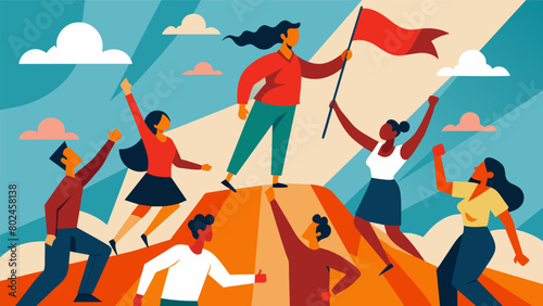 Courageous Acts A visual of individuals taking brave actions in the face of adversity challenging societal norms and fighting for their rights. Vector illustration