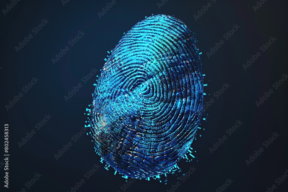 Biometric fingerprint on dark background, security concept Biometric fingerprint on dark background, security concept