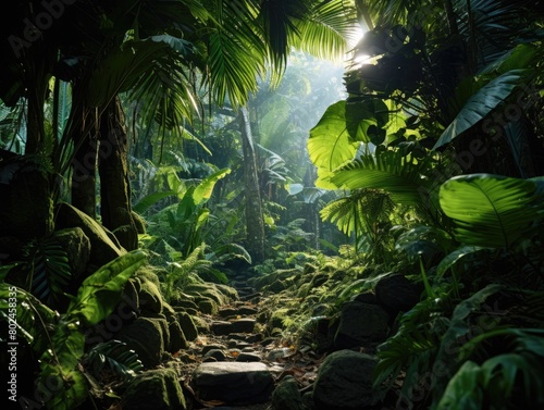 Lush Tropical Jungle Pathway