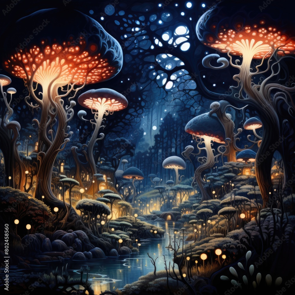 Enchanting Mushroom Forest Landscape
