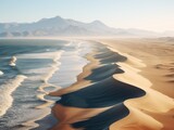 Serene Desert Landscape with Dramatic Dunes and Ocean