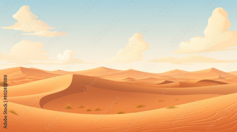 Serene Desert Landscape with Dunes and Clouds Serene Desert Landscape with Dunes and Clouds