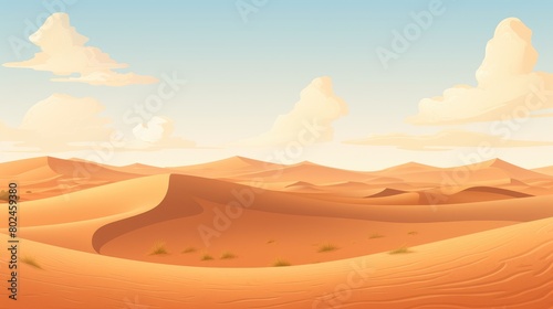 Serene Desert Landscape with Dunes and Clouds