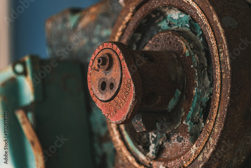 detail of an old rusty wheel hub photo
