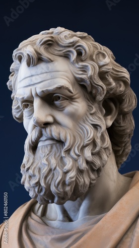 Detailed Marble Sculpture of Bearded Man