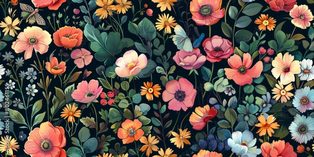 garden flowers pattern background