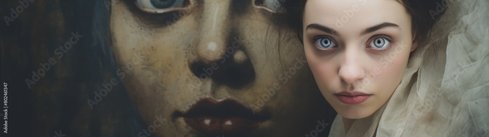 Fototapeta premium Haunting Gaze of a Mysterious Woman