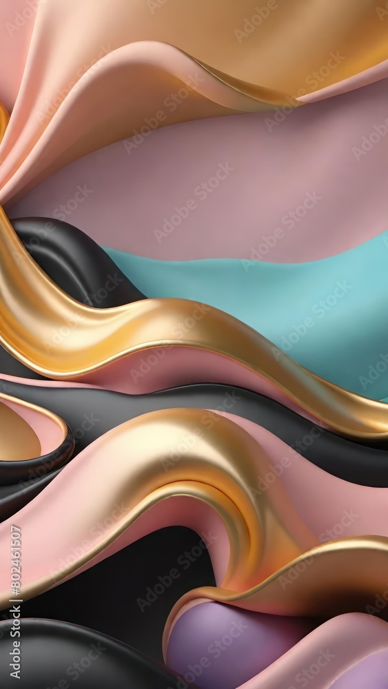 Pastel color soft and smooth wavy lines abstract background.