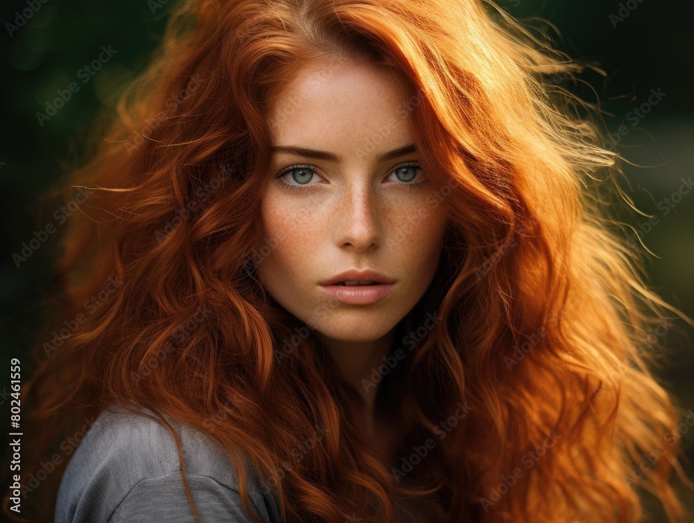 Captivating Redhead with Piercing Eyes
