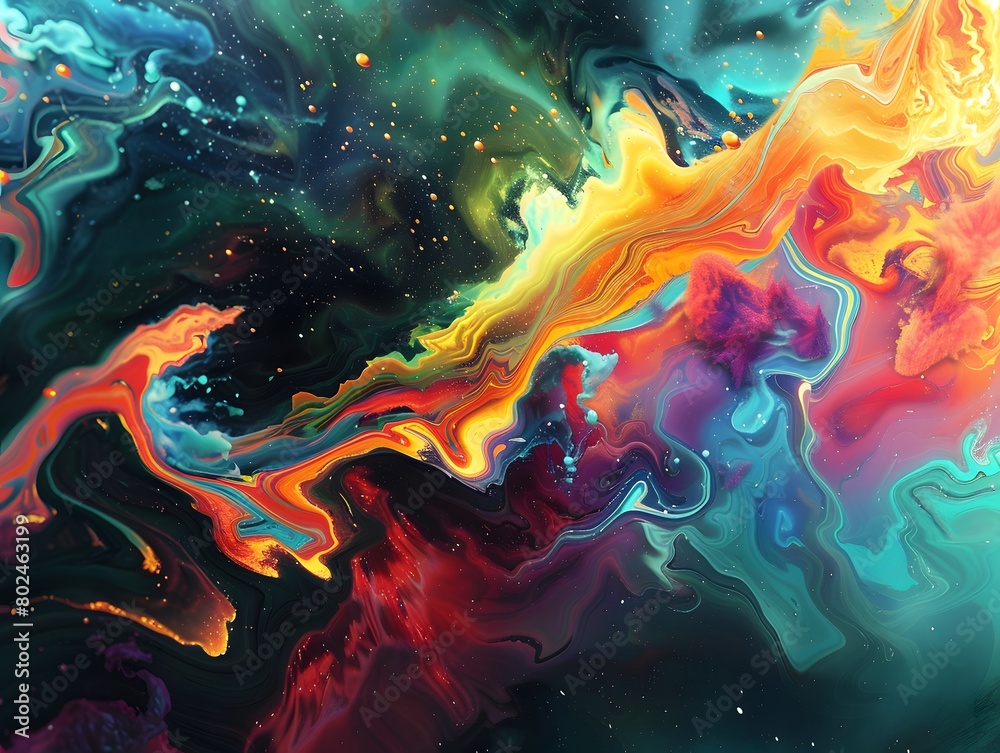 Cosmic Melting Effect Universe Transformation in Bright Colors