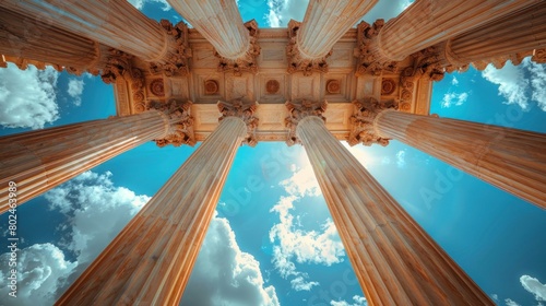 seen from under the pillar columns