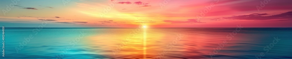 Radiant Sunset Setting Over Ocean