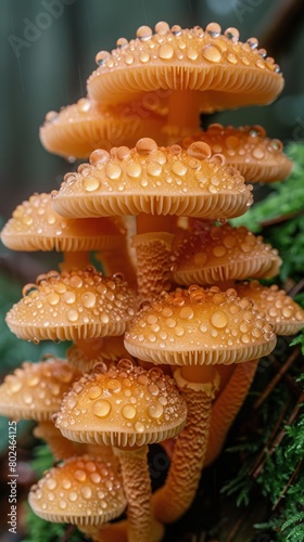 Group of Mushrooms Growing on Tree