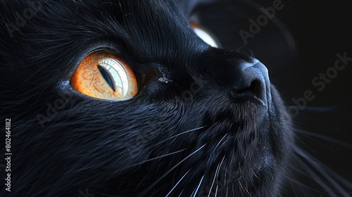 Close Up of a Black Cat With Orange Eyes