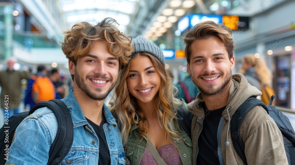 Two Men and a Woman Posing Together Two Men and a Woman Posing Together