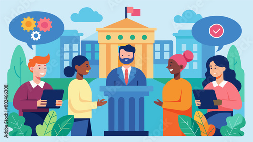 On a university campus a panel of neurodivergent advocates shared their expertise on the topic of neurodiversity and its impact on education sparking. Vector illustration