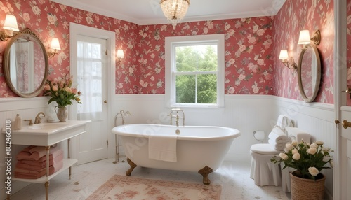 Floral bathroom authentic interior design.