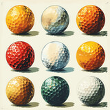 Colorful Swing: Watercolor Collection of Golf Balls







