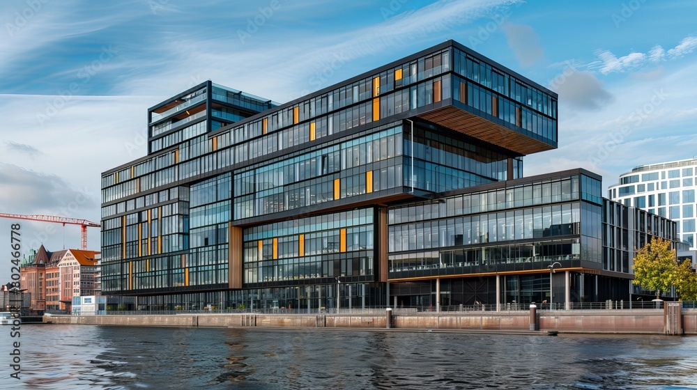 A modern building in Hamburg, Germany, houses the Ministry of Urban Development and Environment.