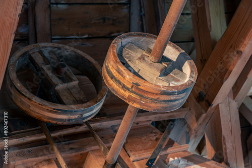 old wooden cart with wheel