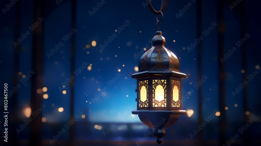 Lantern in the dark. Ramadan Kareem. 3D rendering Lantern in the dark. Ramadan Kareem. 3D rendering