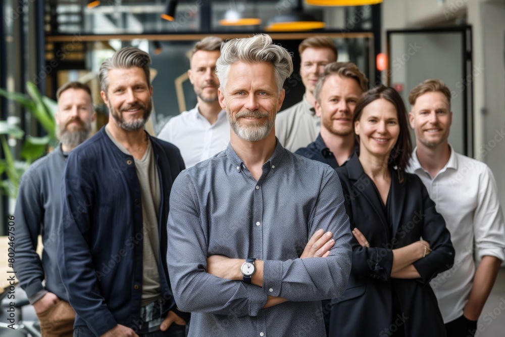 Portrait of a confident senior businessman standing in front of his team Portrait of a confident senior businessman standing in front of his team