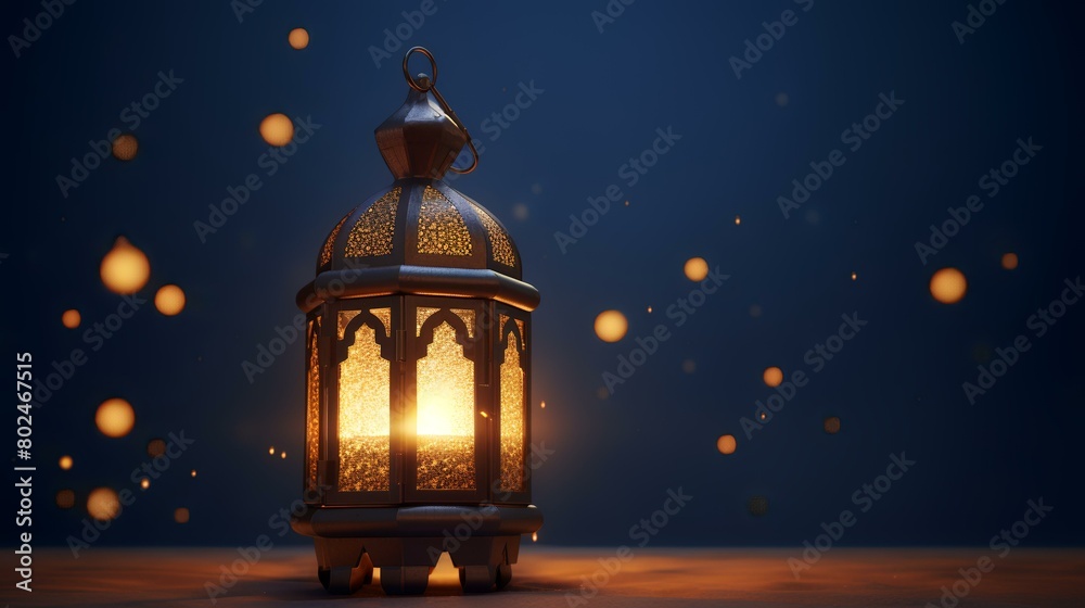 Lantern in the dark. Ramadan Kareem concept. 3D Rendering Lantern in the dark. Ramadan Kareem concept. 3D Rendering