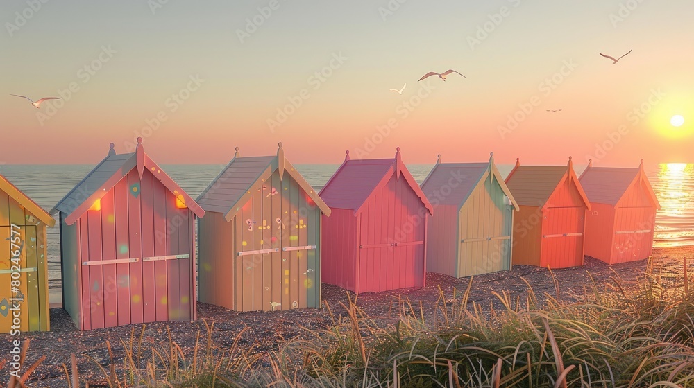 Rainbow Row: Vibrant Beach Huts Basking in the Sun Rainbow Row: Vibrant Beach Huts Basking in the Sun