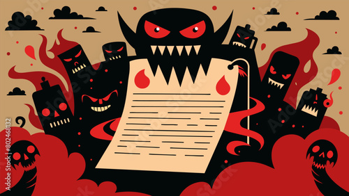 The page is overwhelmed by the intimidating ink with every corner covered in a sinister message that seems to taunt and threaten..