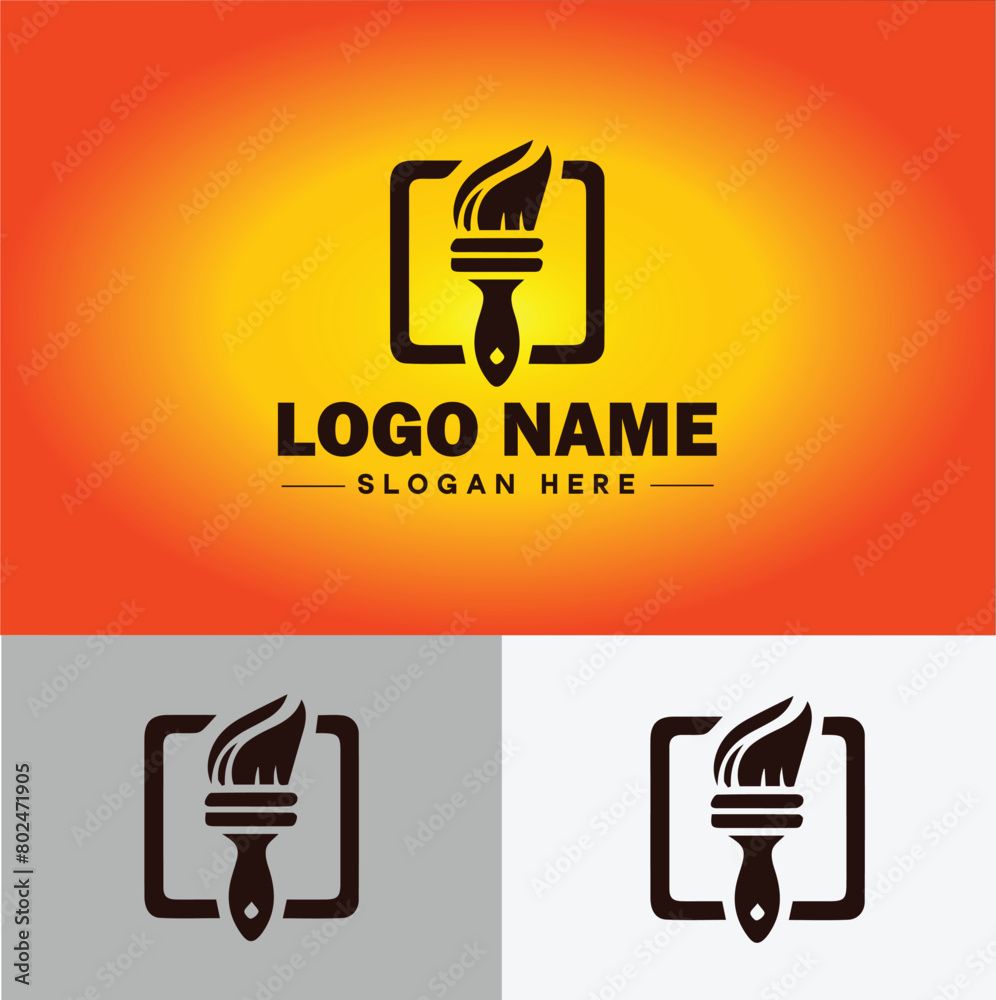 Paint brush icon house paint painting services logo modern flat app business vector logo Paint brush icon house paint painting services logo modern flat app business vector logo